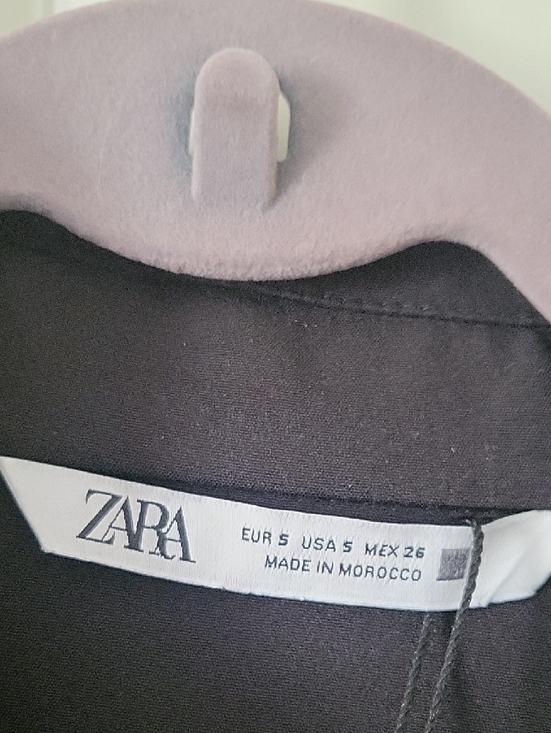 Zara Black Zip Front Mini Dress Collar Cap Sleeve A-Line Womens Size S NWT - Picture 2 of 9